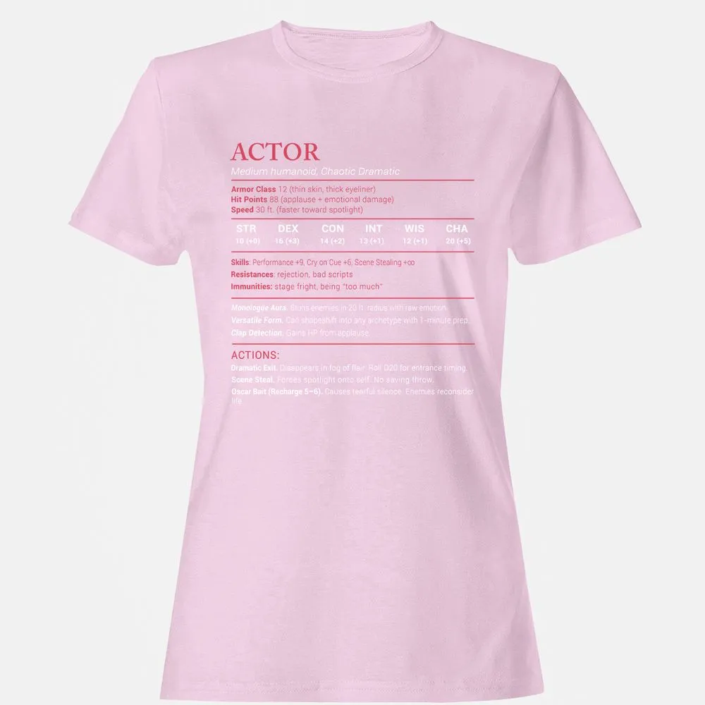 Actor Stats Women's T-Shirt - Light Pink - 9