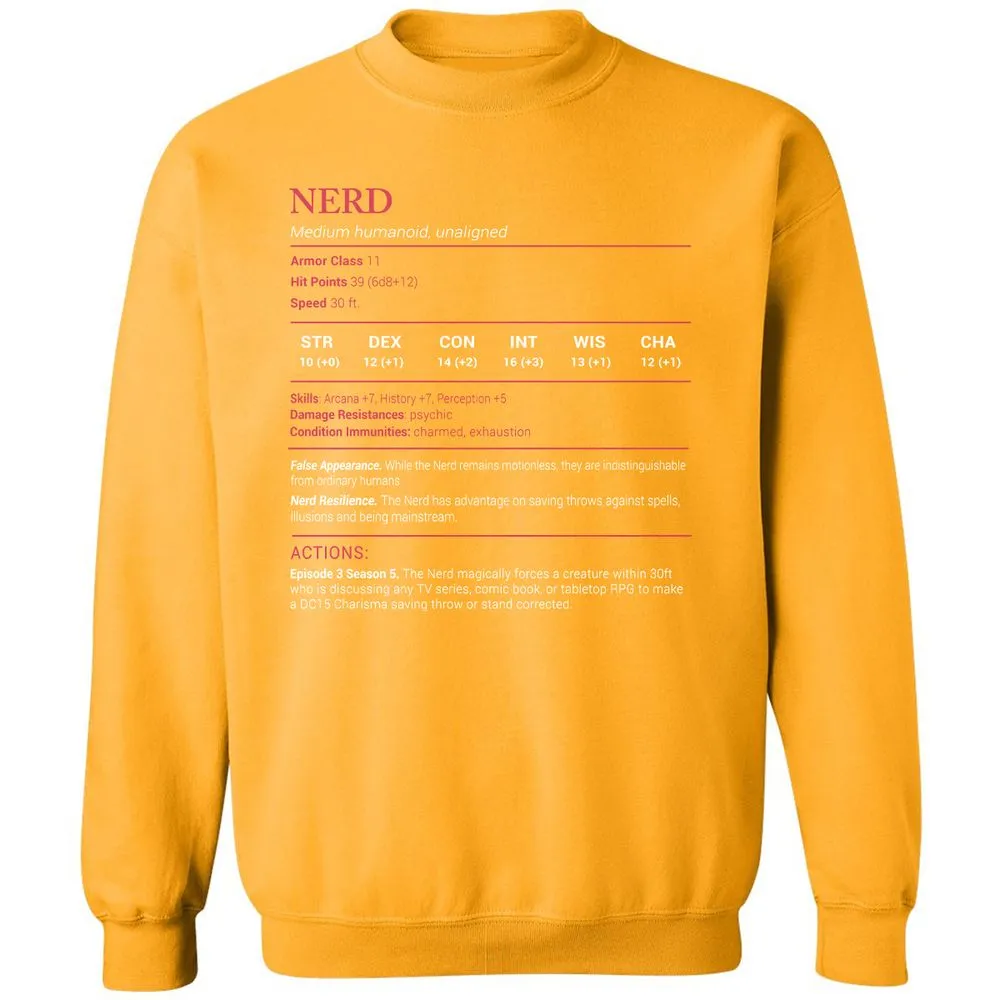 Nerd Stats Classic Unisex Sweatshirt - Gold - 11