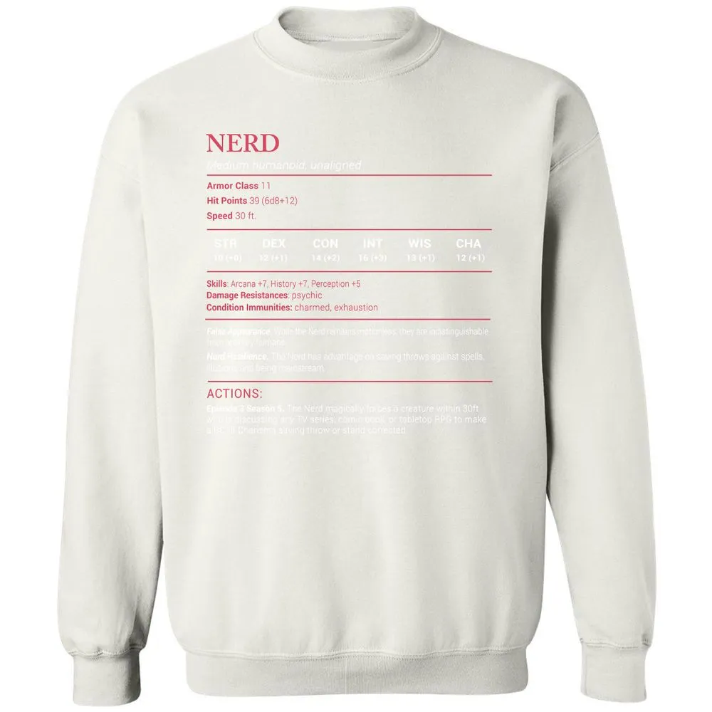 Nerd Stats Classic Unisex Sweatshirt - White - 12