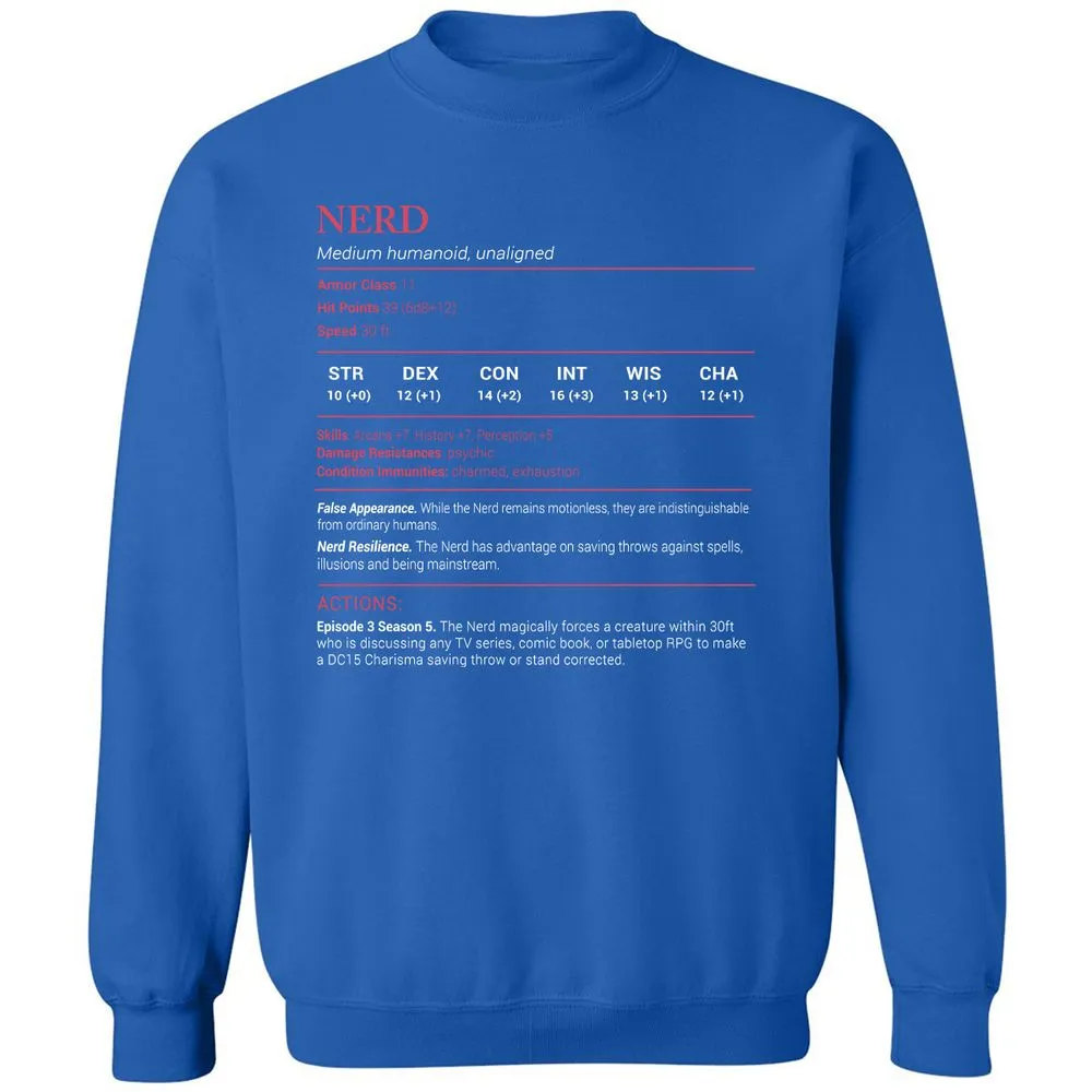 Nerd Stats Classic Unisex Sweatshirt - Royal - 9