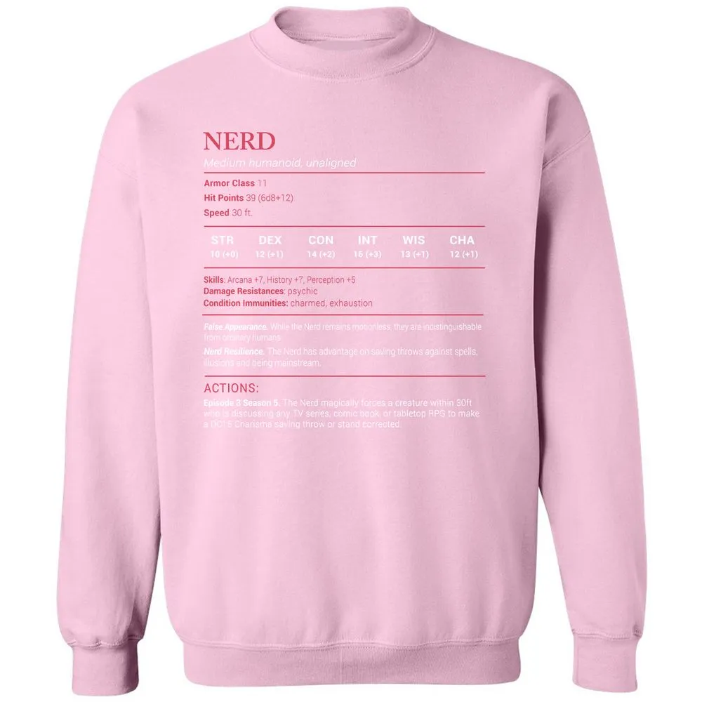 Nerd Stats Classic Unisex Sweatshirt - Light Pink - 3
