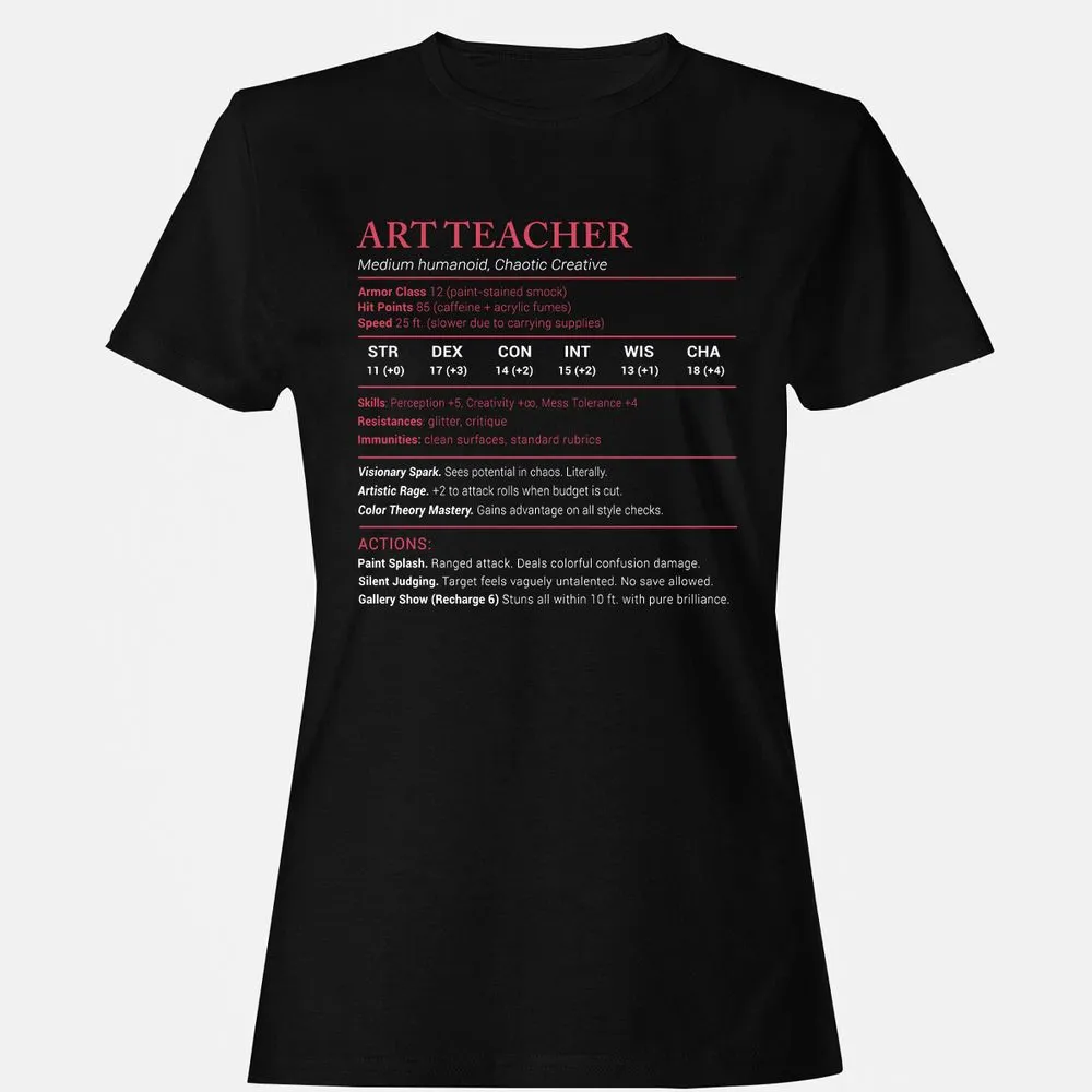 Art Teacher Stats Women's T-Shirt - Black - 1