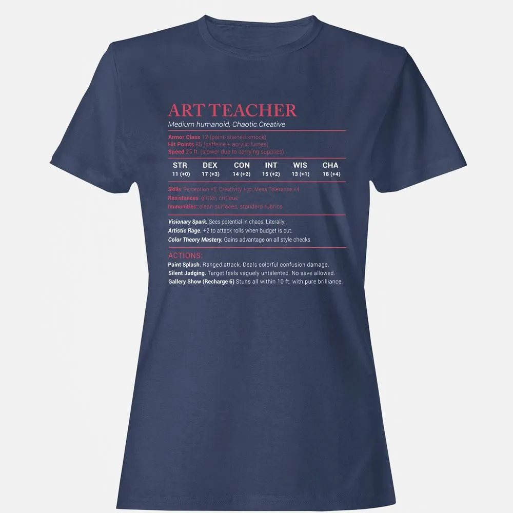 Art Teacher Stats Women's T-Shirt - Navy - 10
