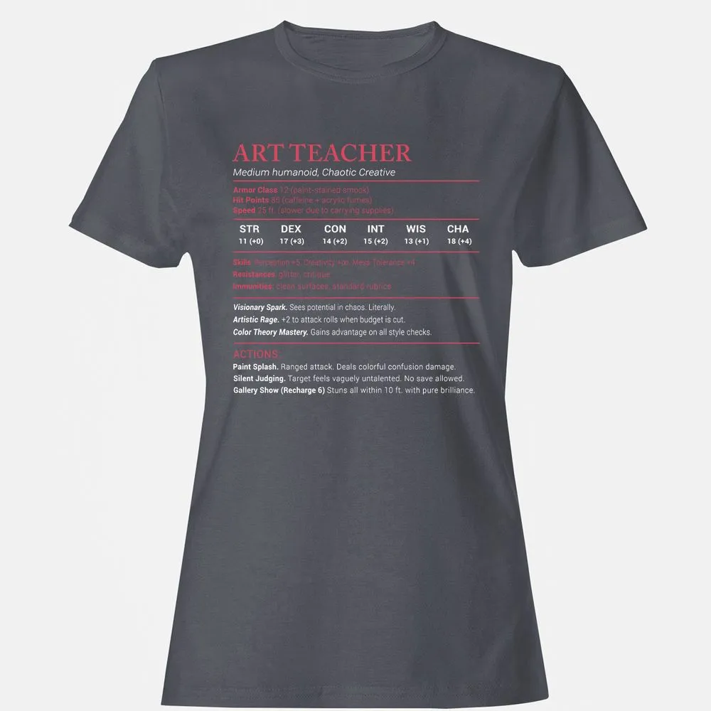 Art Teacher Stats Women's T-Shirt - Dark Heather - 5