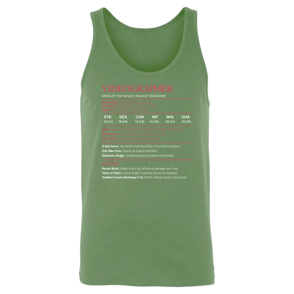 Videographer Stats Unisex Jersey Tank - Leaf - 10