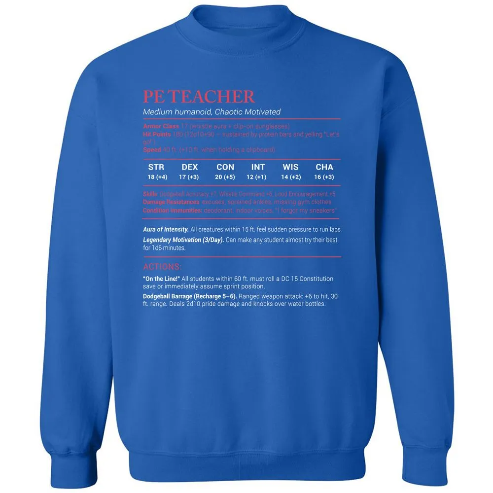 PE Teacher Stats Classic Unisex Sweatshirt - Royal - 9
