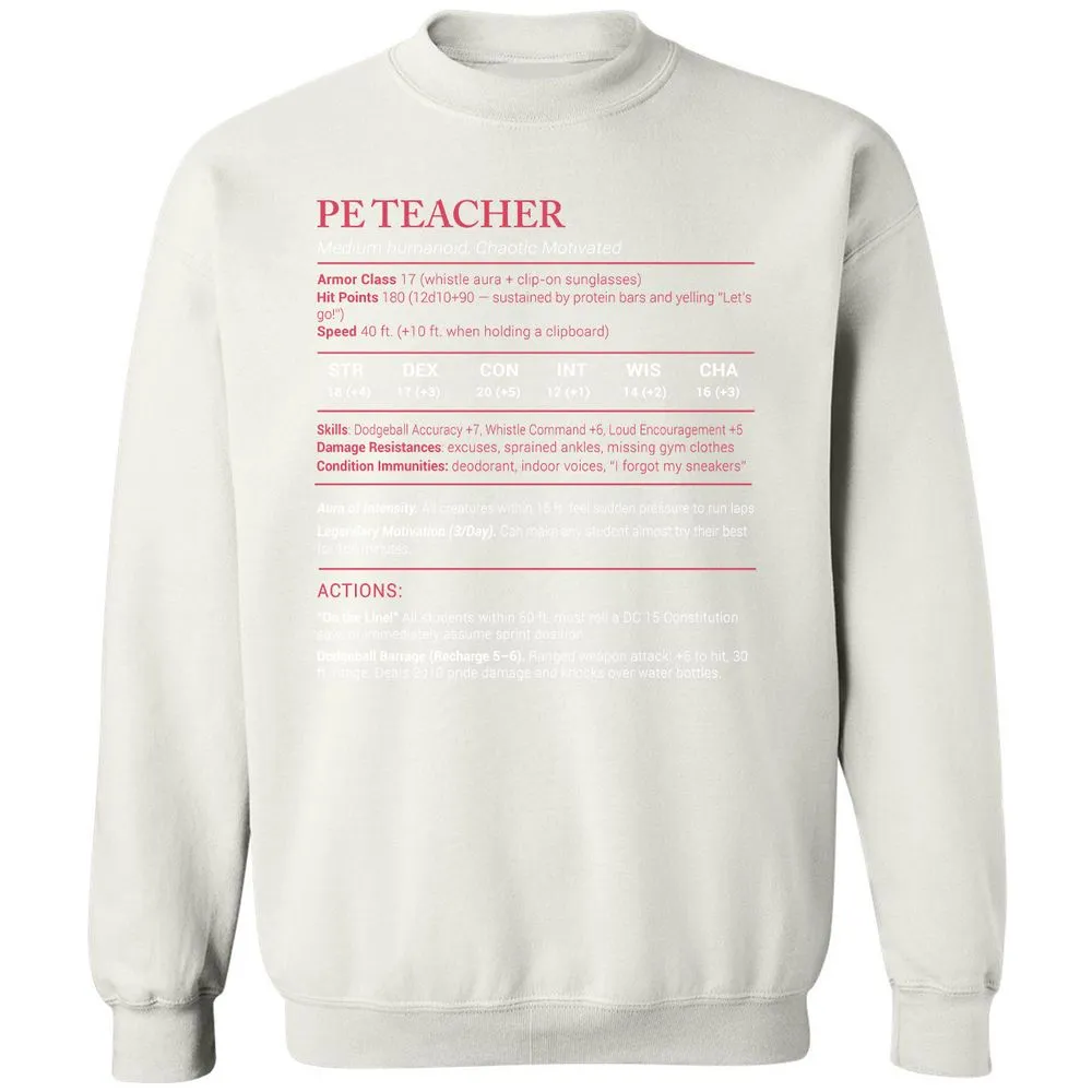 PE Teacher Stats Classic Unisex Sweatshirt - White - 12