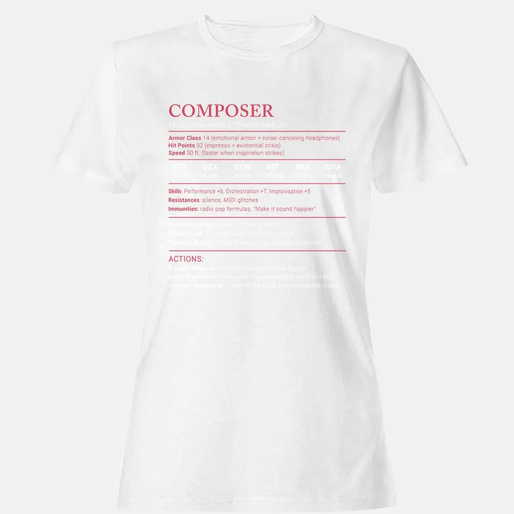 Composer Stats Women's T-Shirt - White - 16