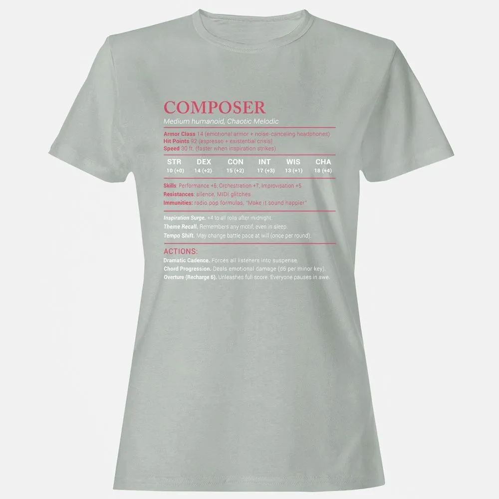 Composer Stats Women's T-Shirt - Ash - 2
