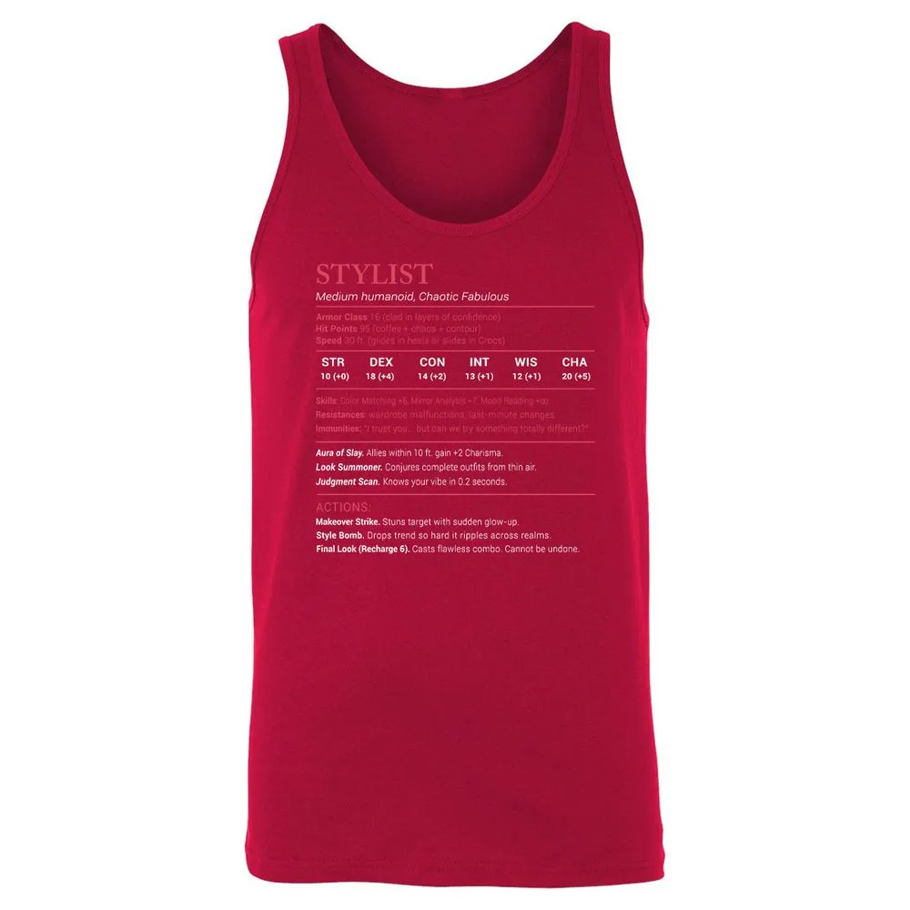 Stylist Stats Unisex Jersey Tank - Red - 11