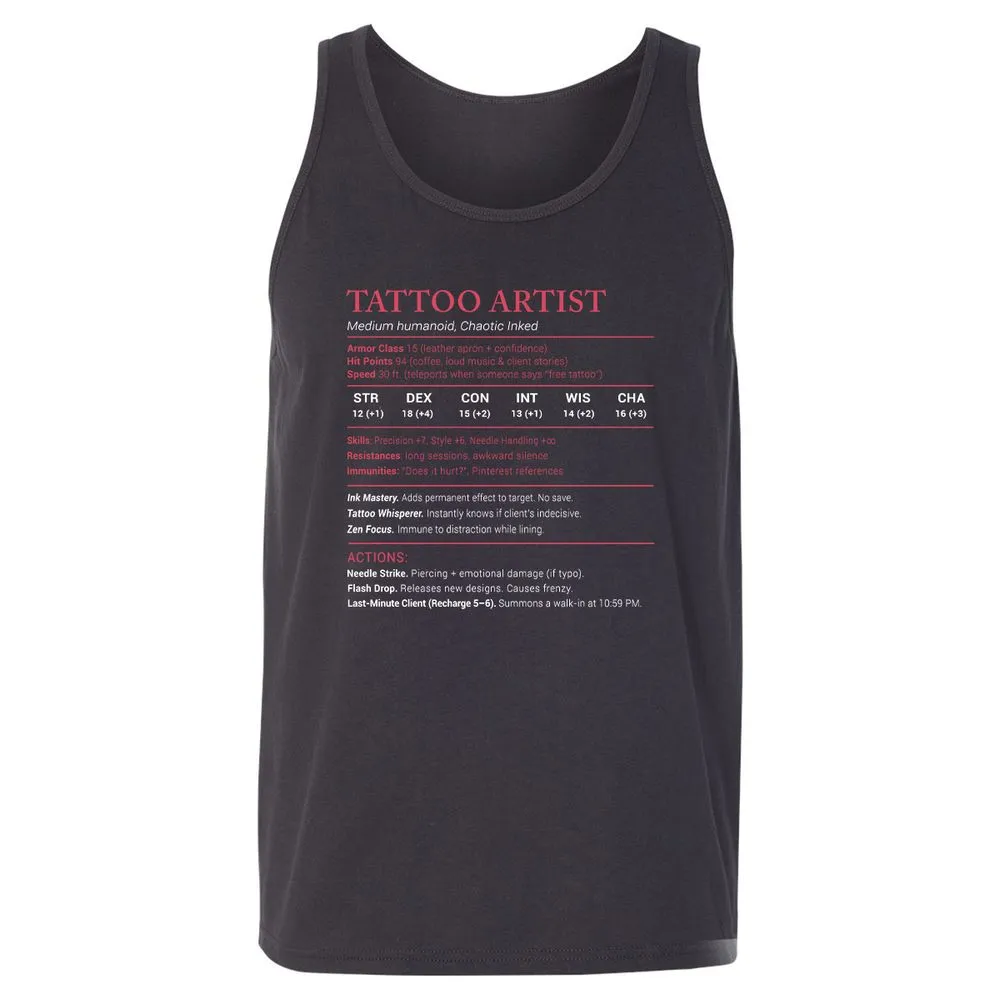 Tattoo Artist Stats Unisex Jersey Tank - Dark Grey - 7