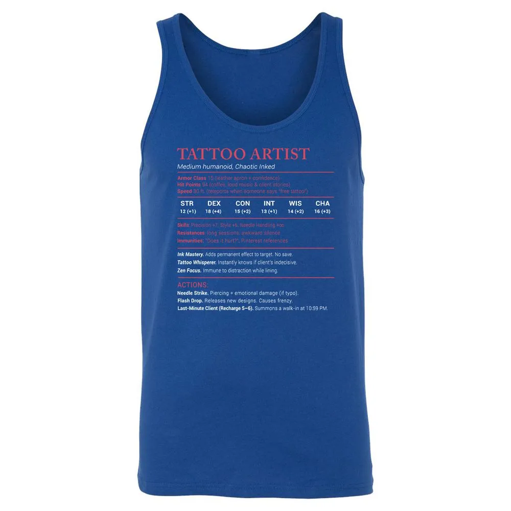 Tattoo Artist Stats Unisex Jersey Tank - True Royal - 13