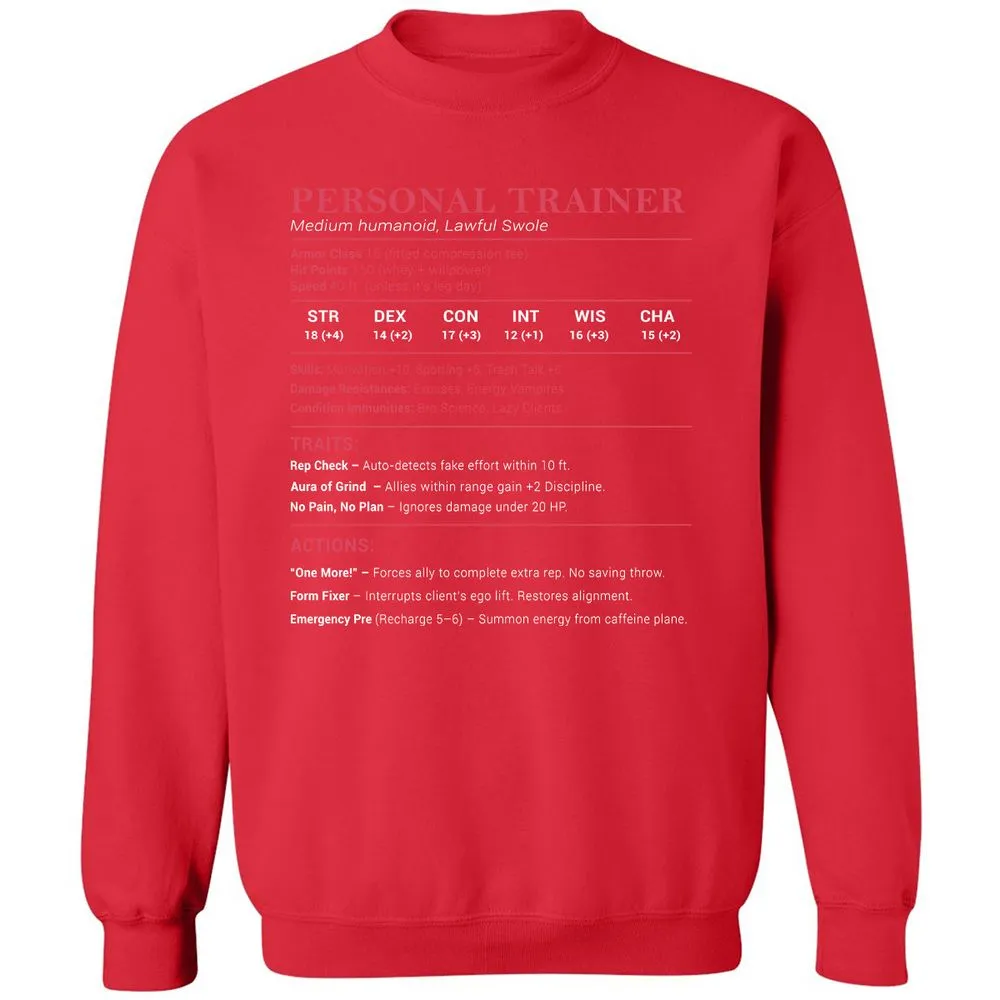 Personal Trainer PT Stats Classic Unisex Sweatshirt - Red - 5