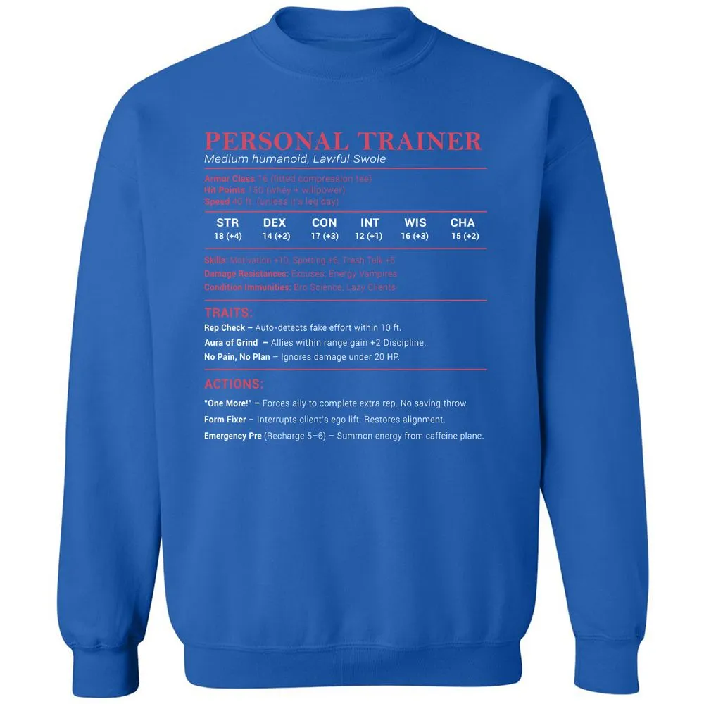 Personal Trainer PT Stats Classic Unisex Sweatshirt - Royal - 9