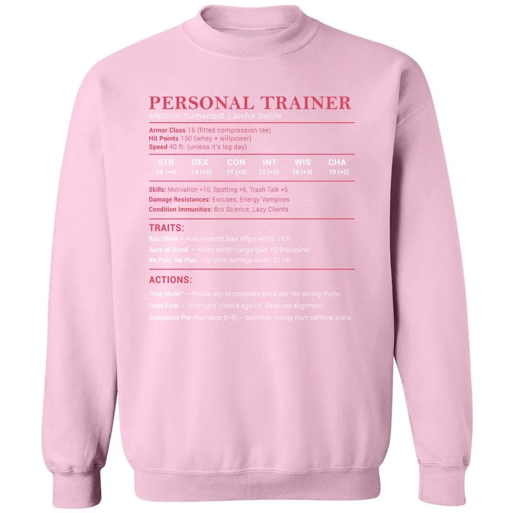 Personal Trainer PT Stats Classic Unisex Sweatshirt - Light Pink - 3