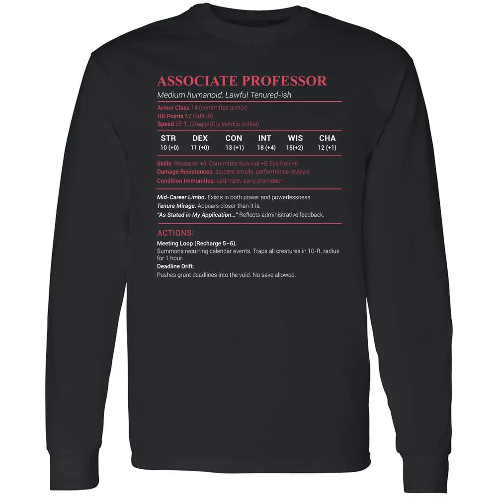 Associate Professor Stats Long Sleeve T-Shirt - Black - 1