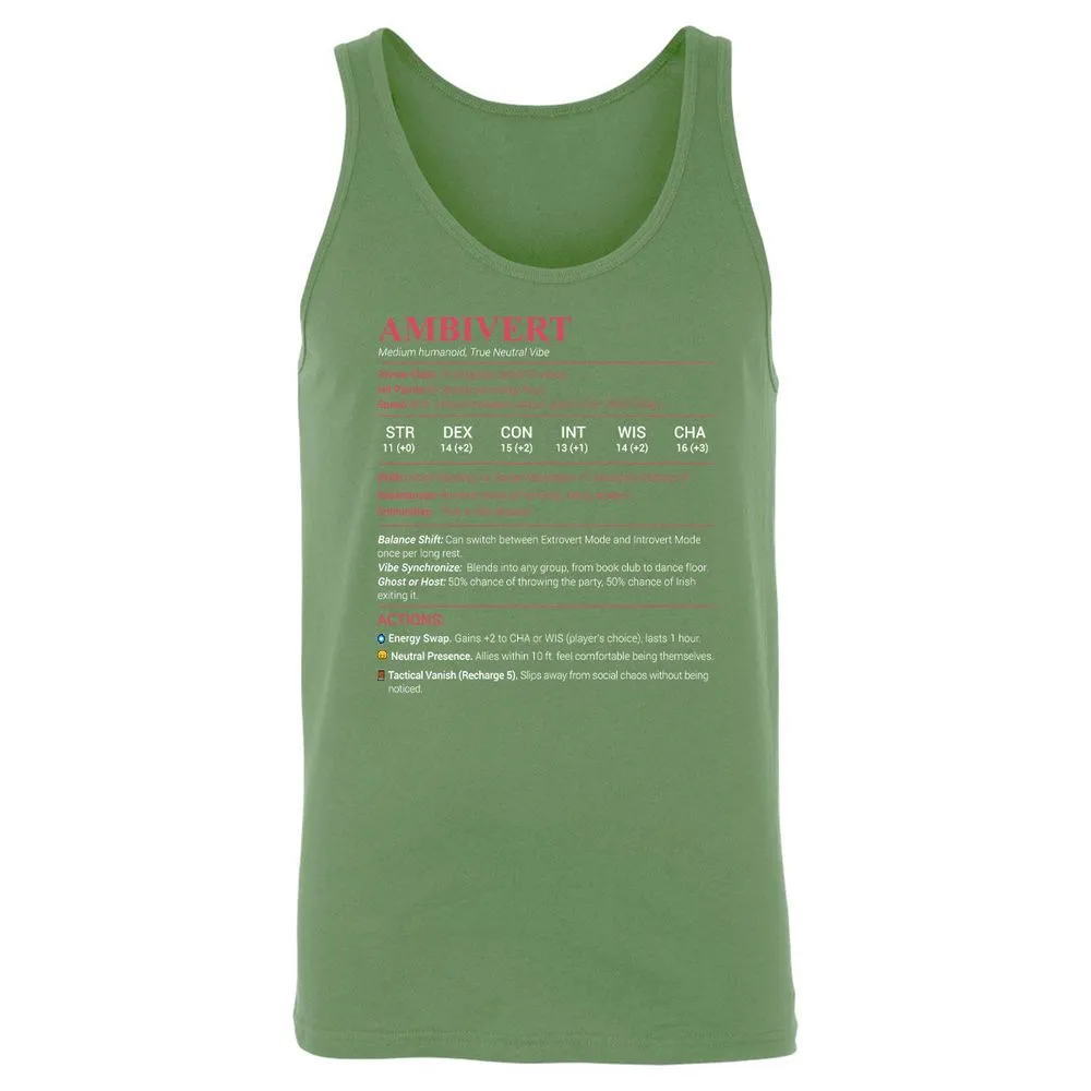 Ambivert Stats Unisex Jersey Tank - Leaf - 10