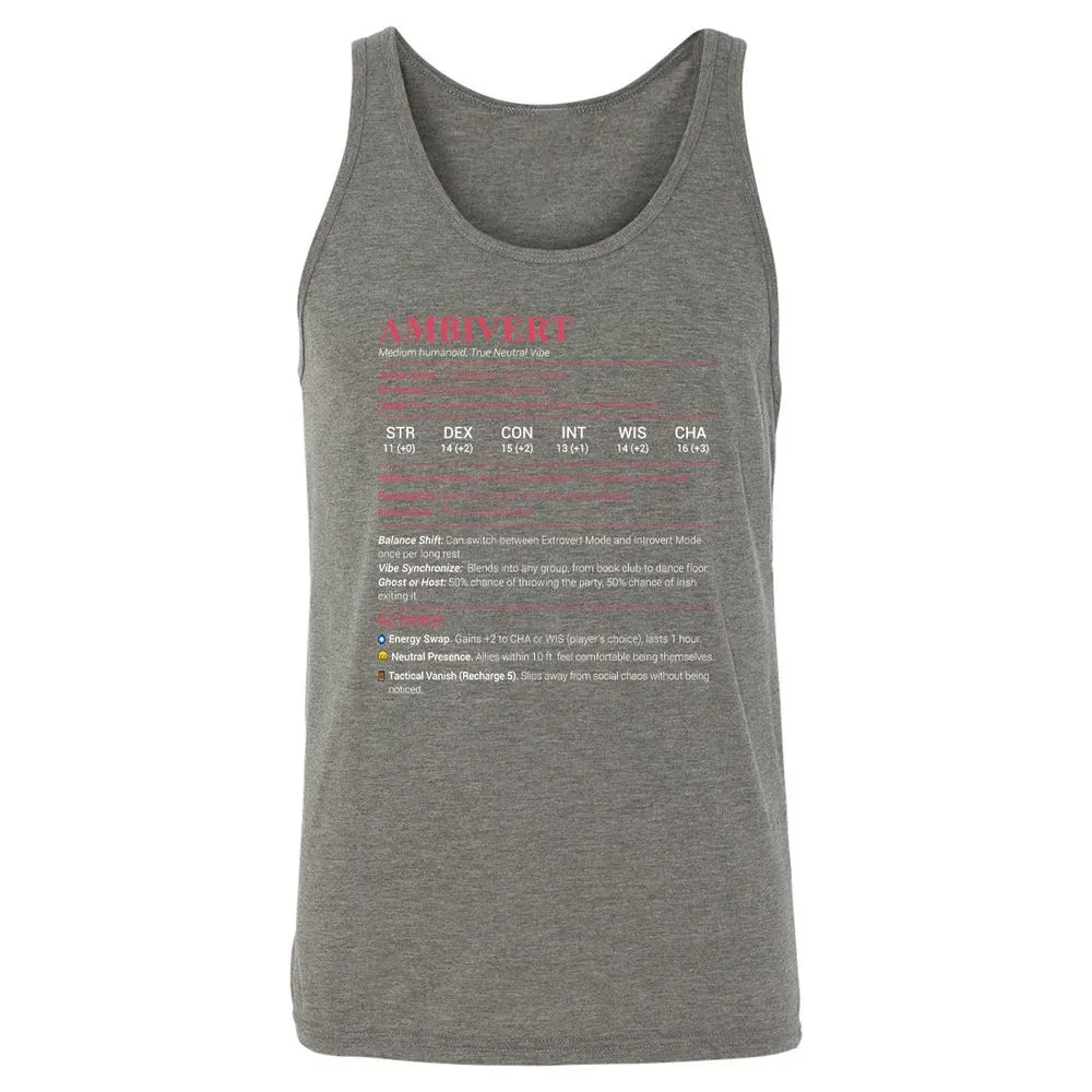 Ambivert Stats Unisex Jersey Tank - Grey Triblend - 8
