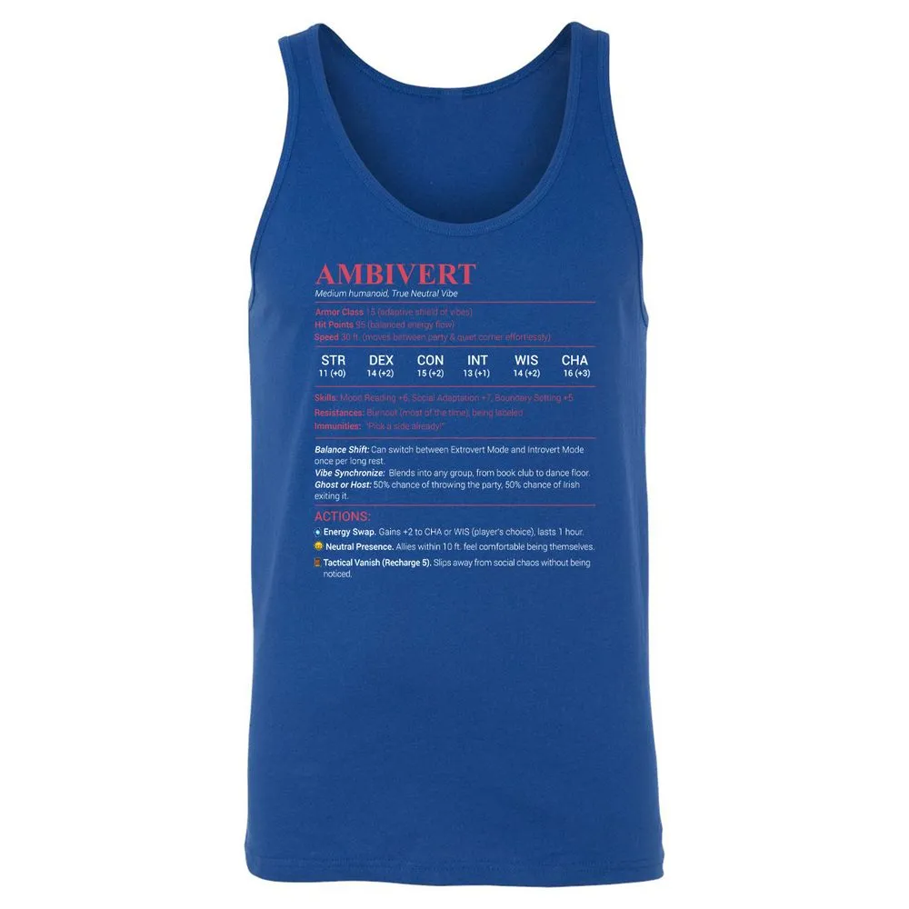 Ambivert Stats Unisex Jersey Tank - True Royal - 13