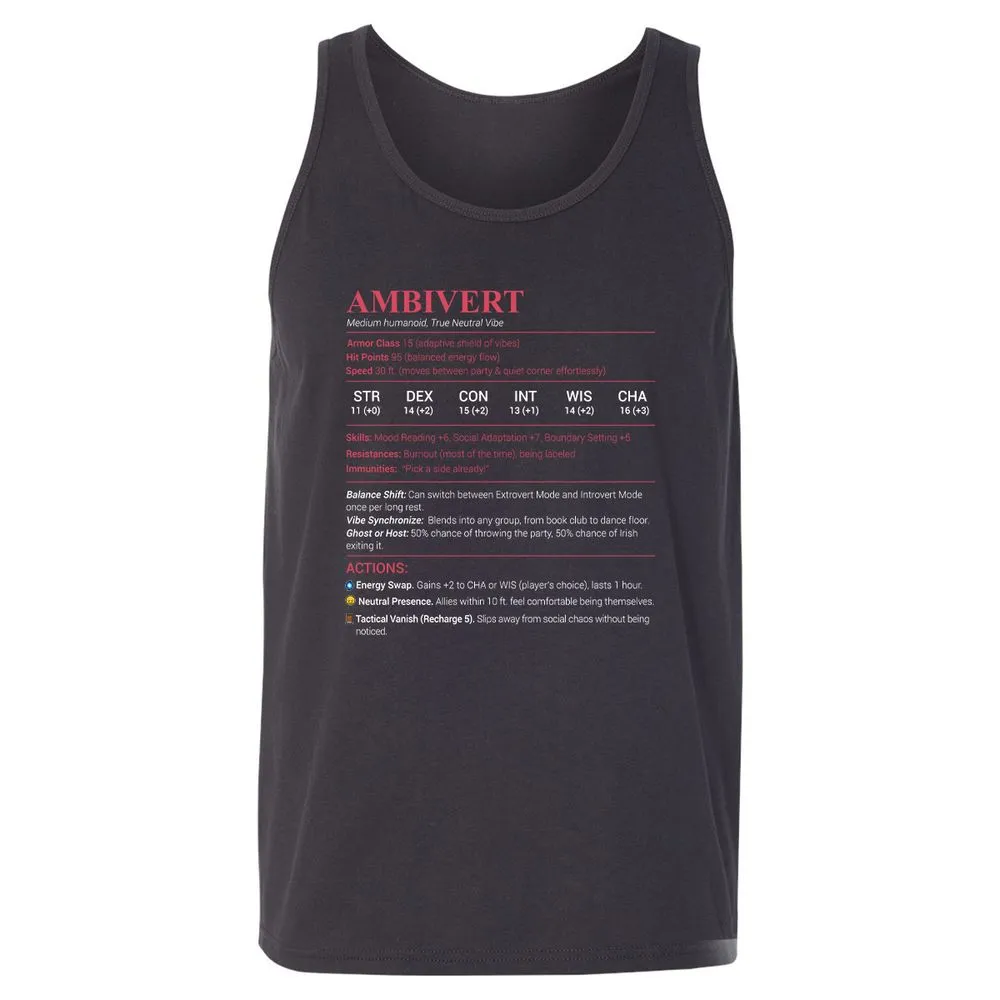 Ambivert Stats Unisex Jersey Tank - Dark Grey - 7