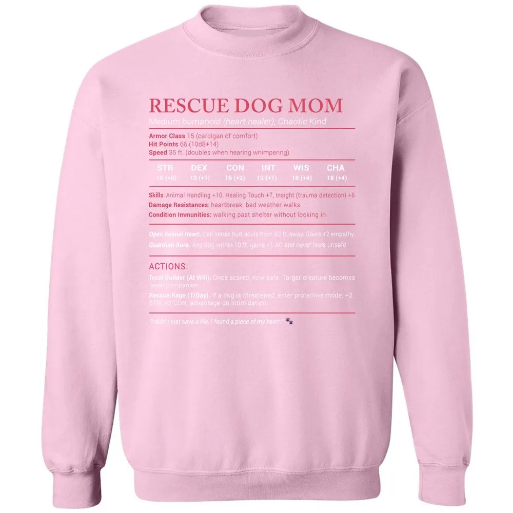 Rescue Dog Mom Stats Classic Unisex Sweatshirt - Light Pink - 3