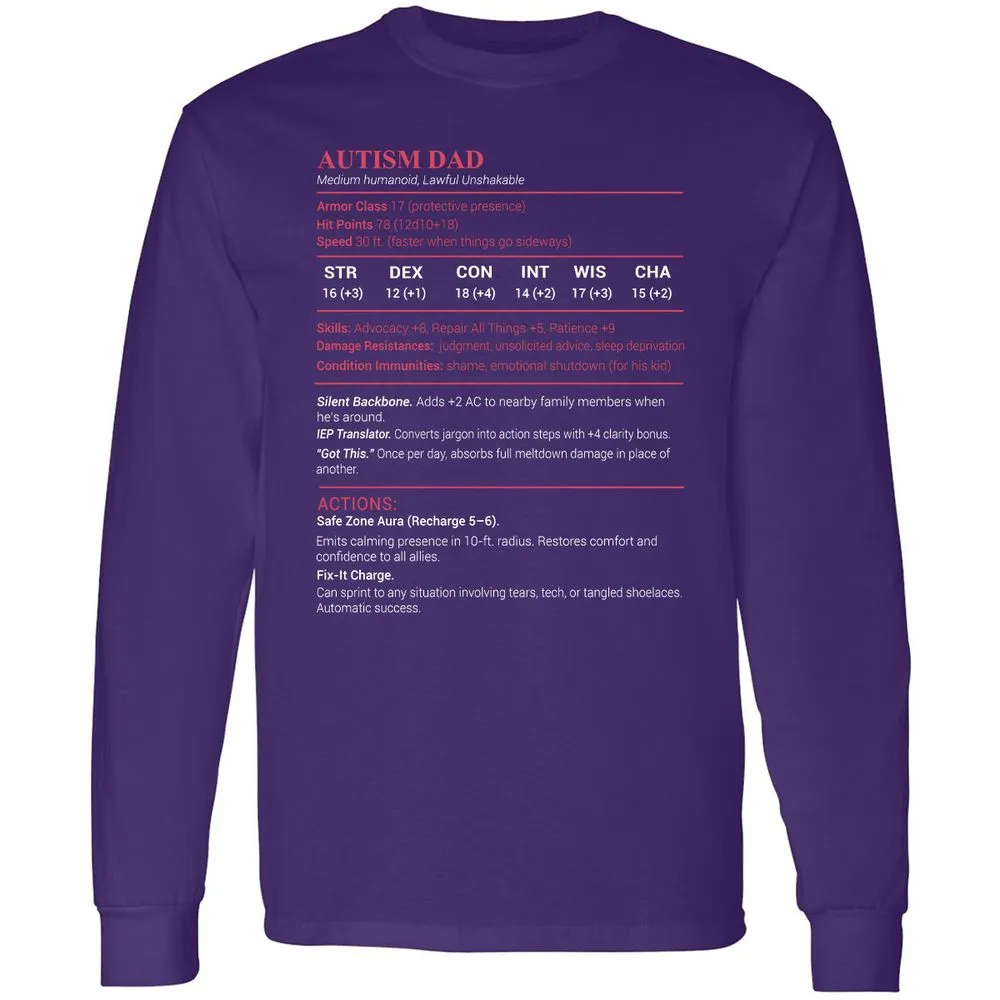 Autism Dad Long Sleeve T-Shirt - Purple - 13