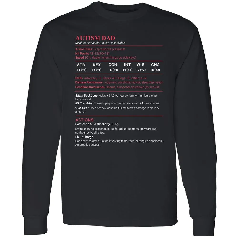 Autism Dad Long Sleeve T-Shirt - Black - 1