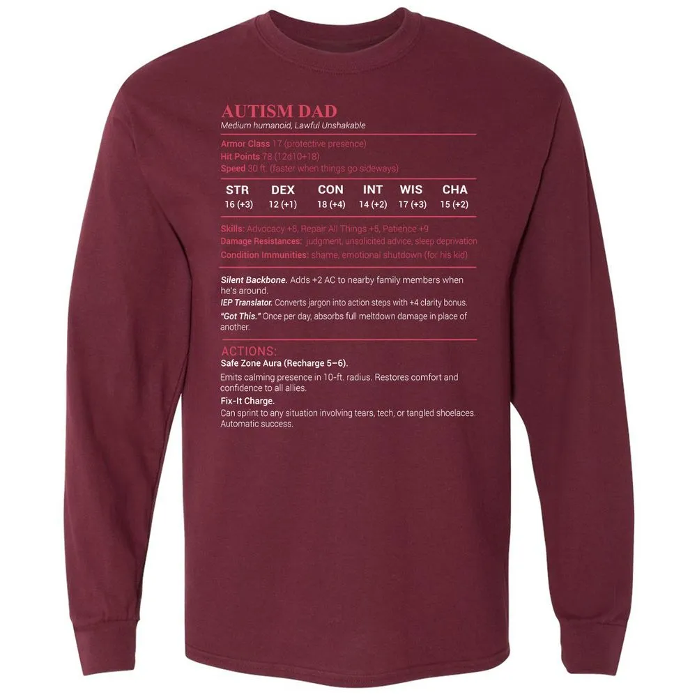 Autism Dad Long Sleeve T-Shirt - Maroon - 11