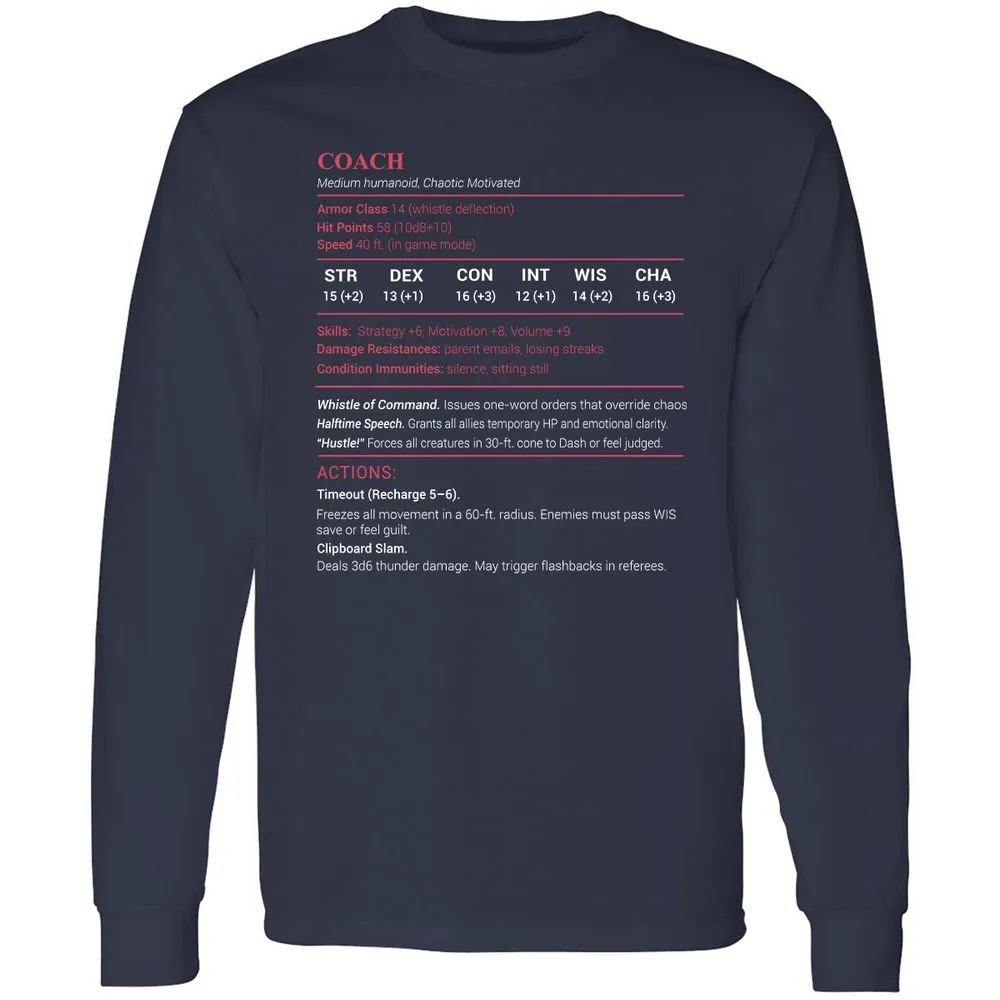 Coach Stats Long Sleeve T-Shirt - Navy - 2