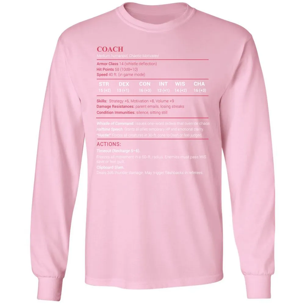 Coach Stats Long Sleeve T-Shirt - Light Pink - 3