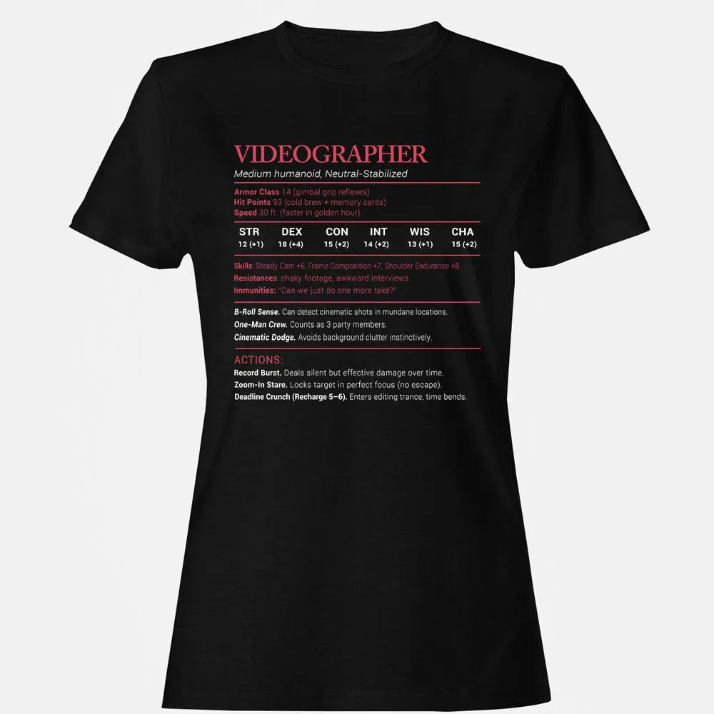 Videographer Stats Women's T-Shirt - Black - 1