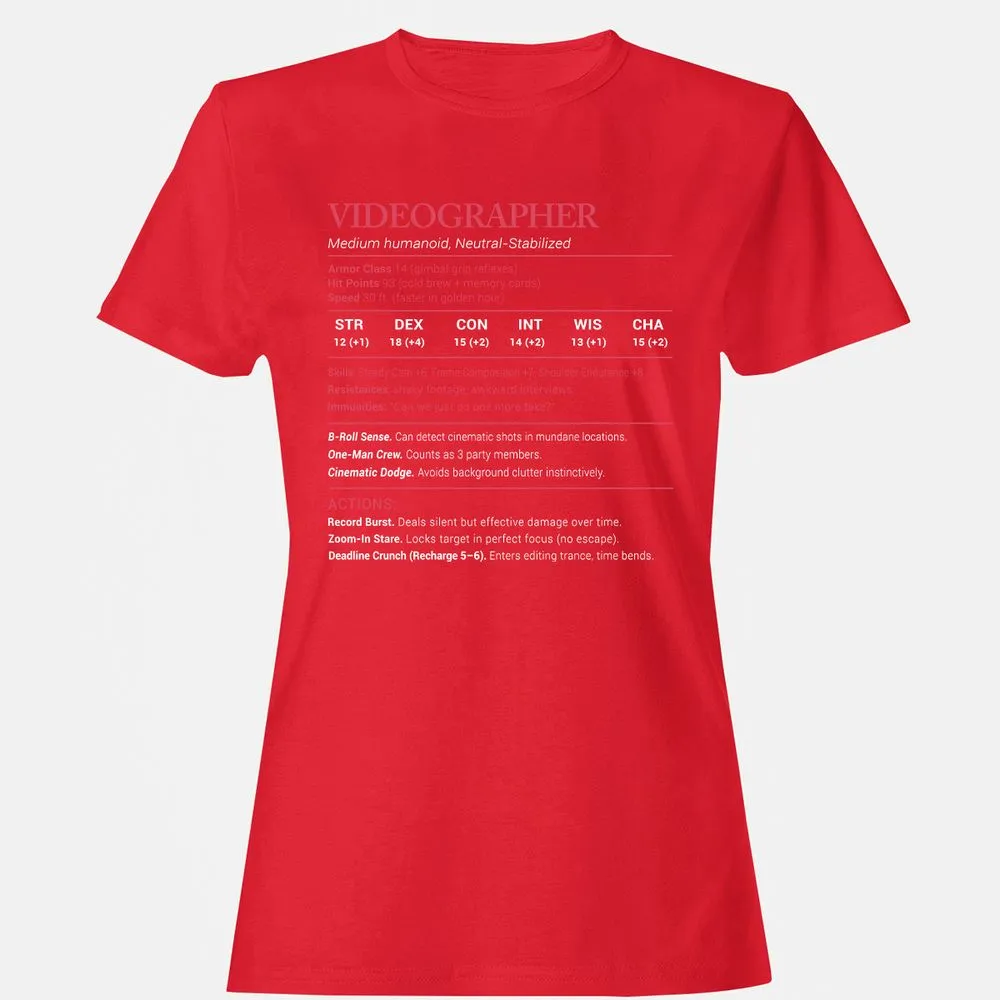 Videographer Stats Women's T-Shirt - Red - 13