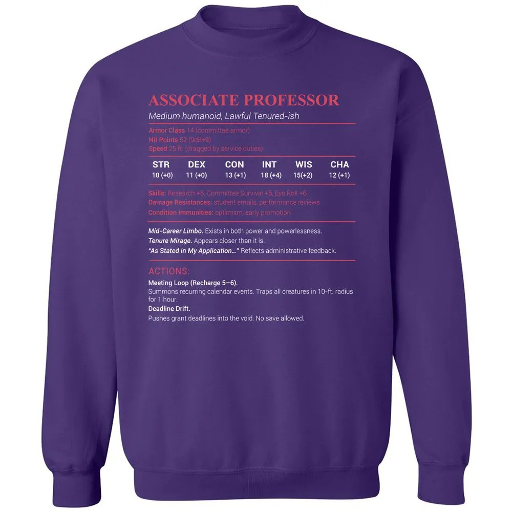 Associate Professor Stats Classic Unisex Sweatshirt - Purple - 6