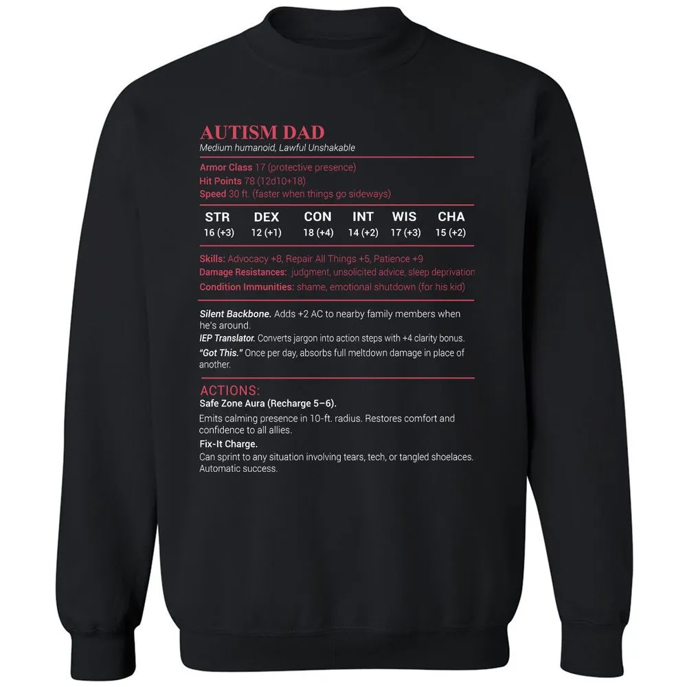 Autism Dad Classic Unisex Sweatshirt - Black - 1