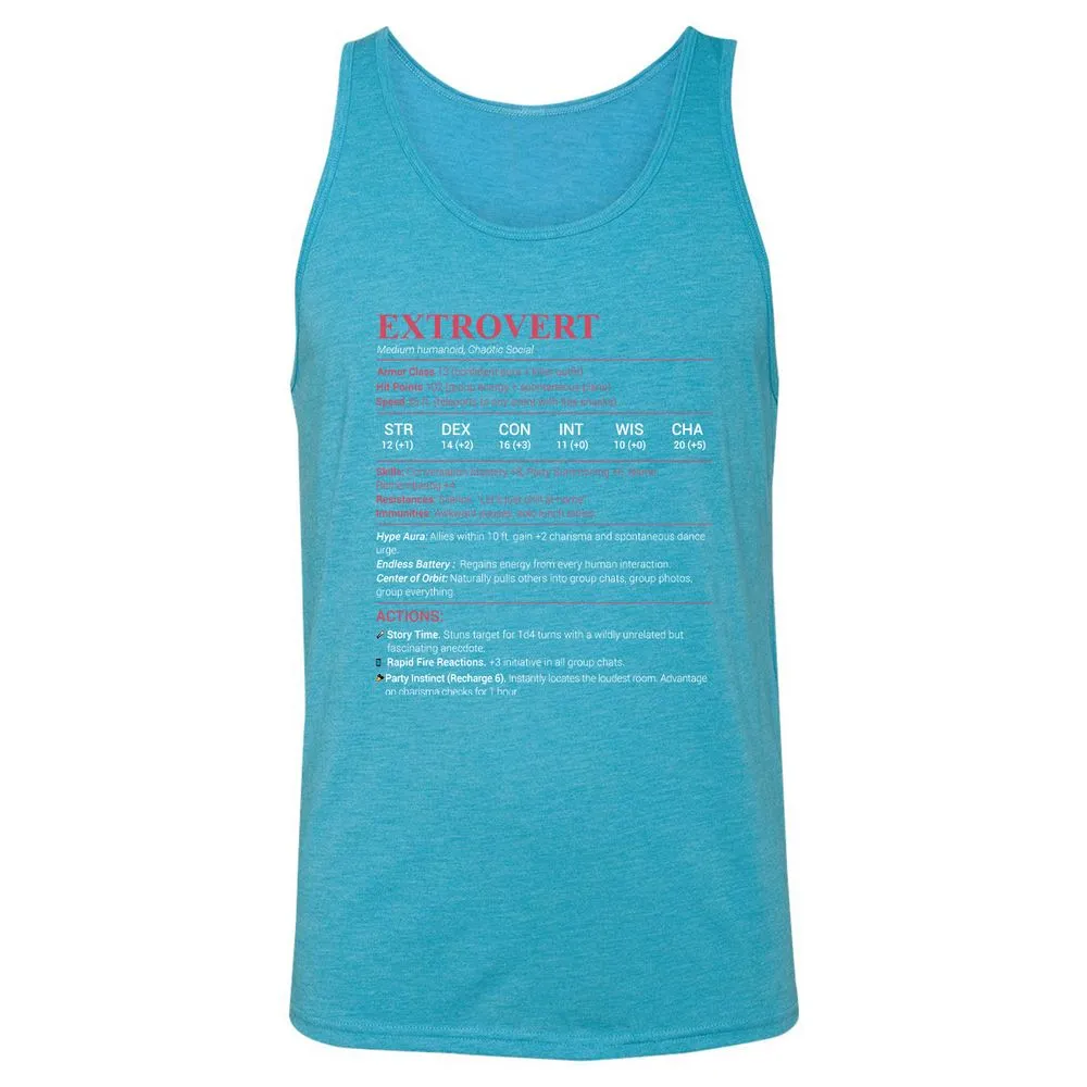 Extrovert Stats Unisex Jersey Tank - Aqua Triblend - 3