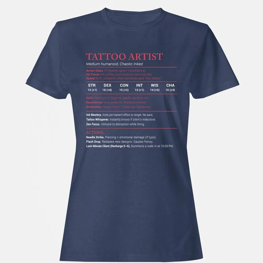 Tattoo Artist Stats Women's T-Shirt - Navy - 10