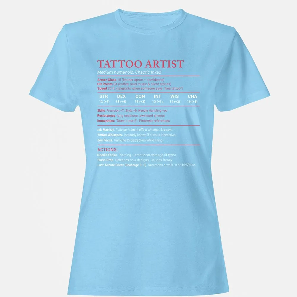 Tattoo Artist Stats Women's T-Shirt - Light Blue - 8