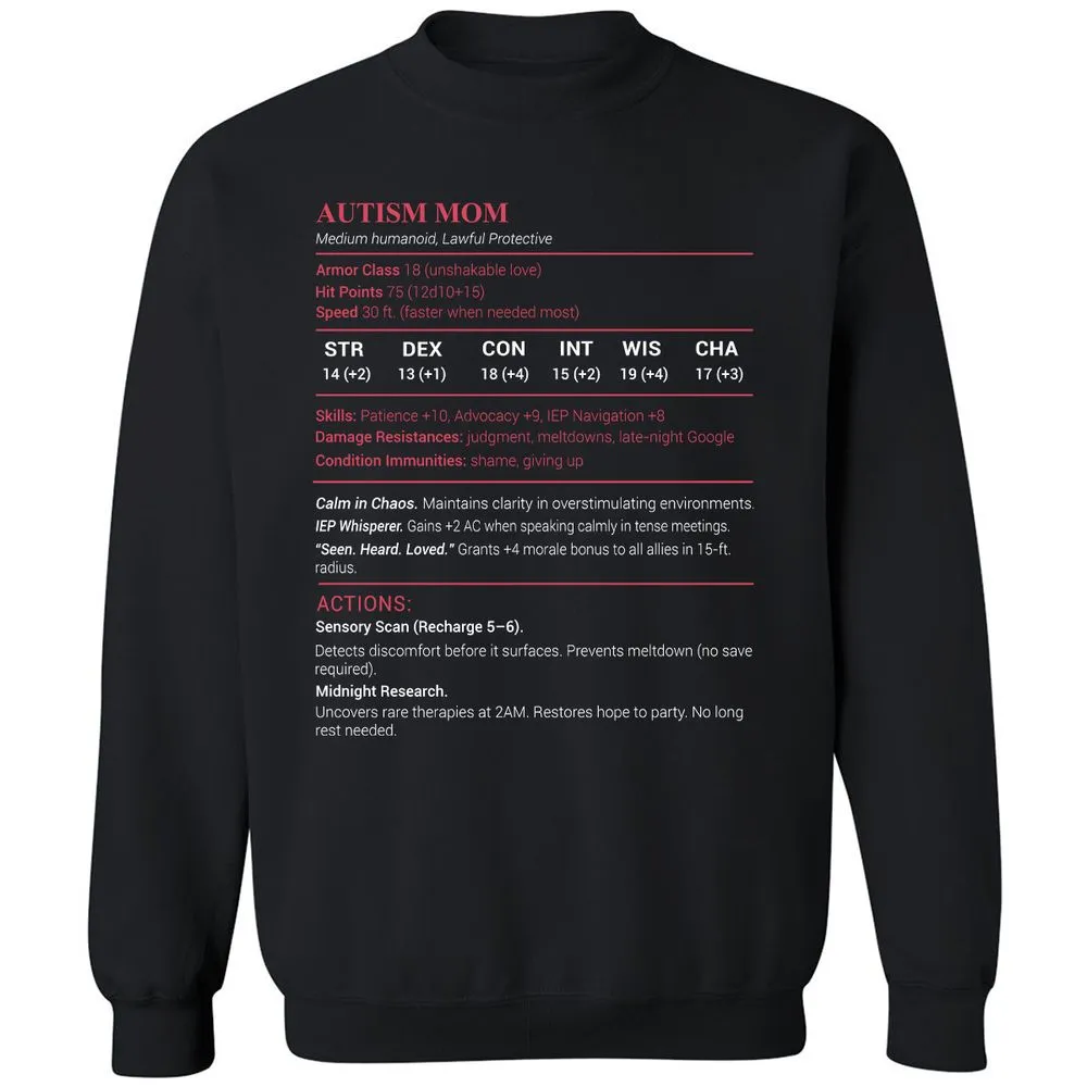 Autism Mom Stats Classic Unisex Sweatshirt - Black - 1