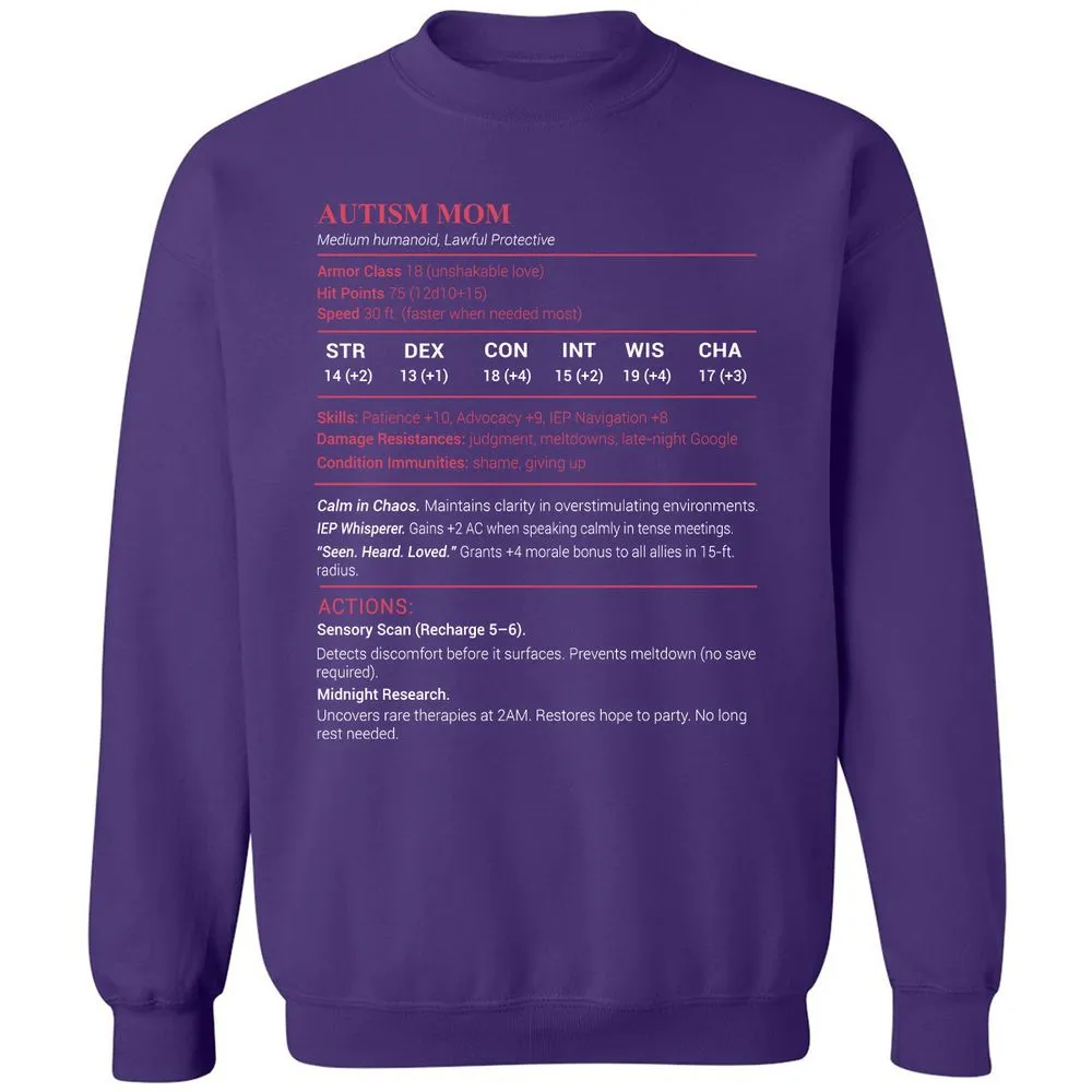 Autism Mom Stats Classic Unisex Sweatshirt - Purple - 6