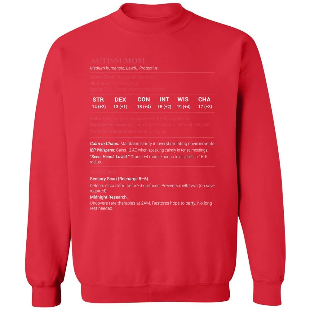 Autism Mom Stats Classic Unisex Sweatshirt - Red - 5