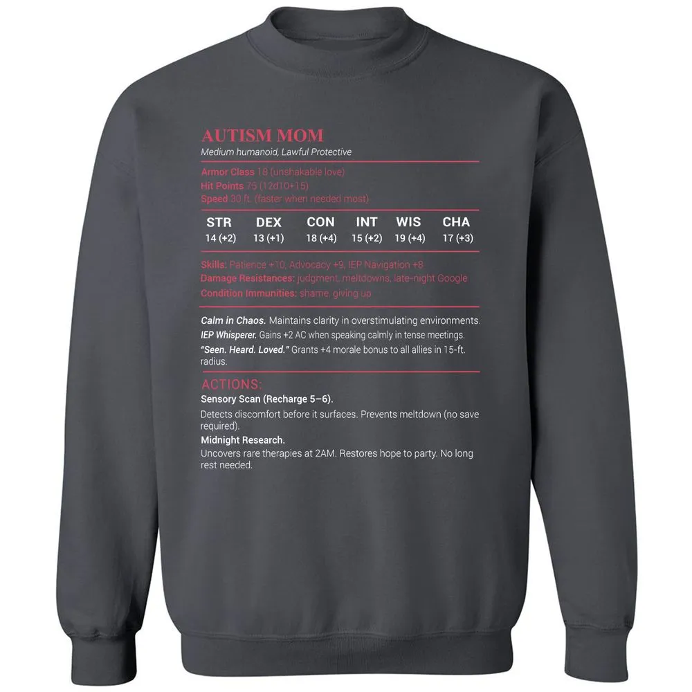 Autism Mom Stats Classic Unisex Sweatshirt - Charcoal - 7
