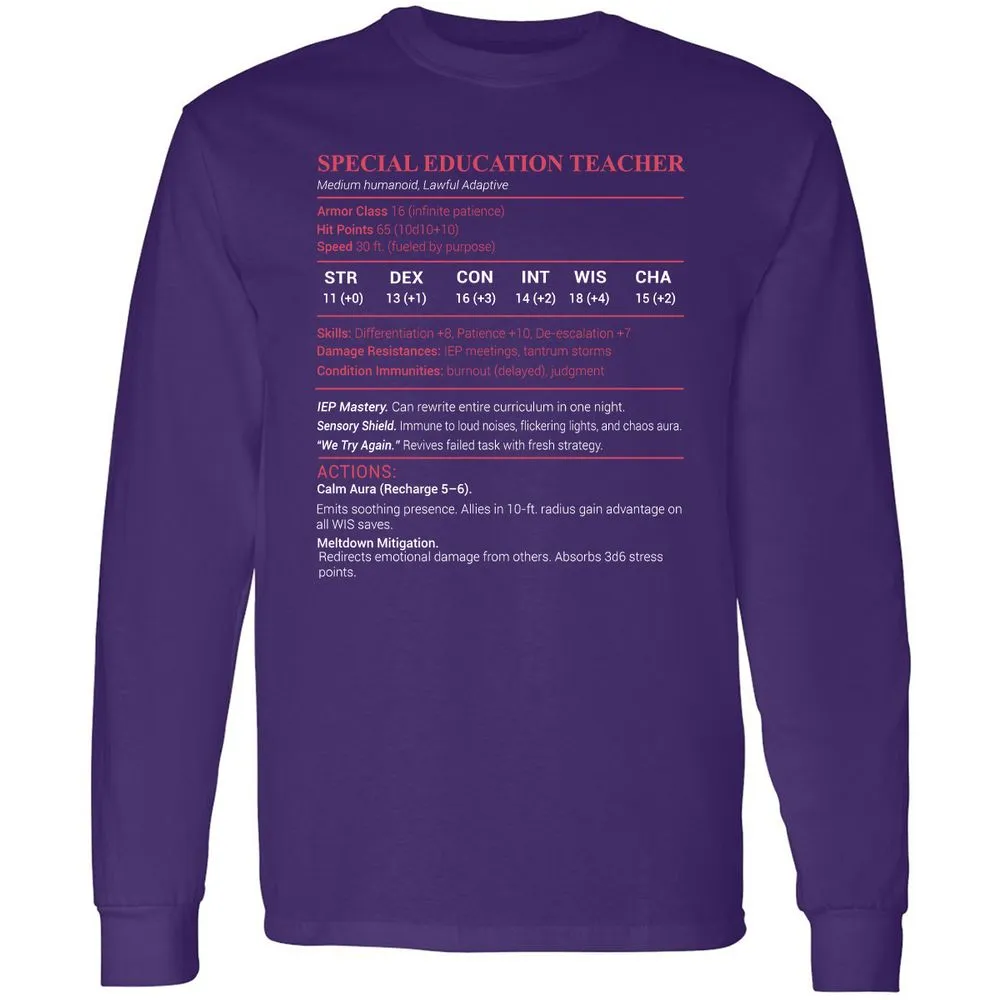 Special Edu Stats Long Sleeve T-Shirt - Purple - 13