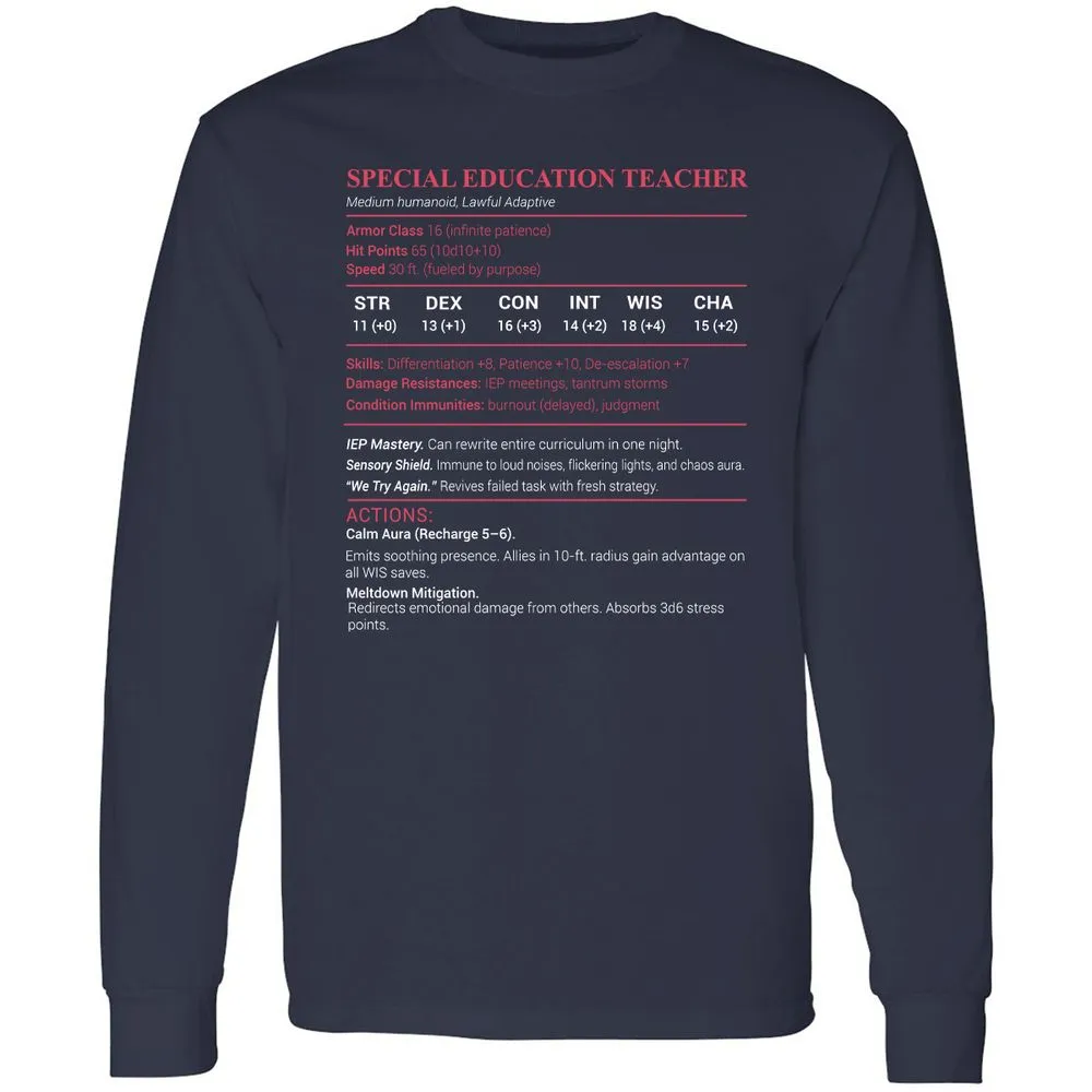 Special Edu Stats Long Sleeve T-Shirt - Navy - 2