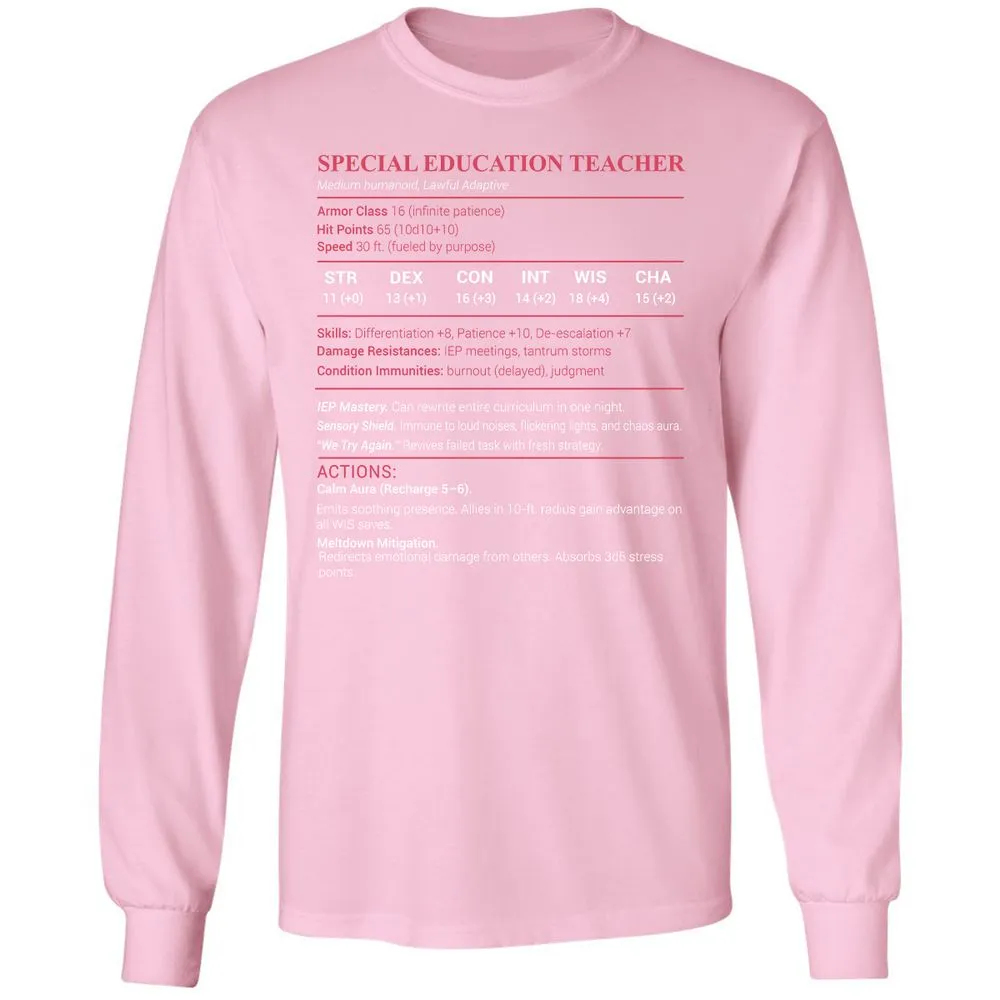 Special Edu Stats Long Sleeve T-Shirt - Light Pink - 3