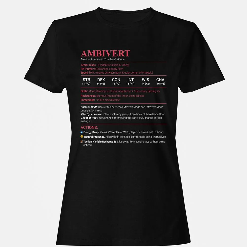 Ambivert Stats Women's T-Shirt - Black - 1