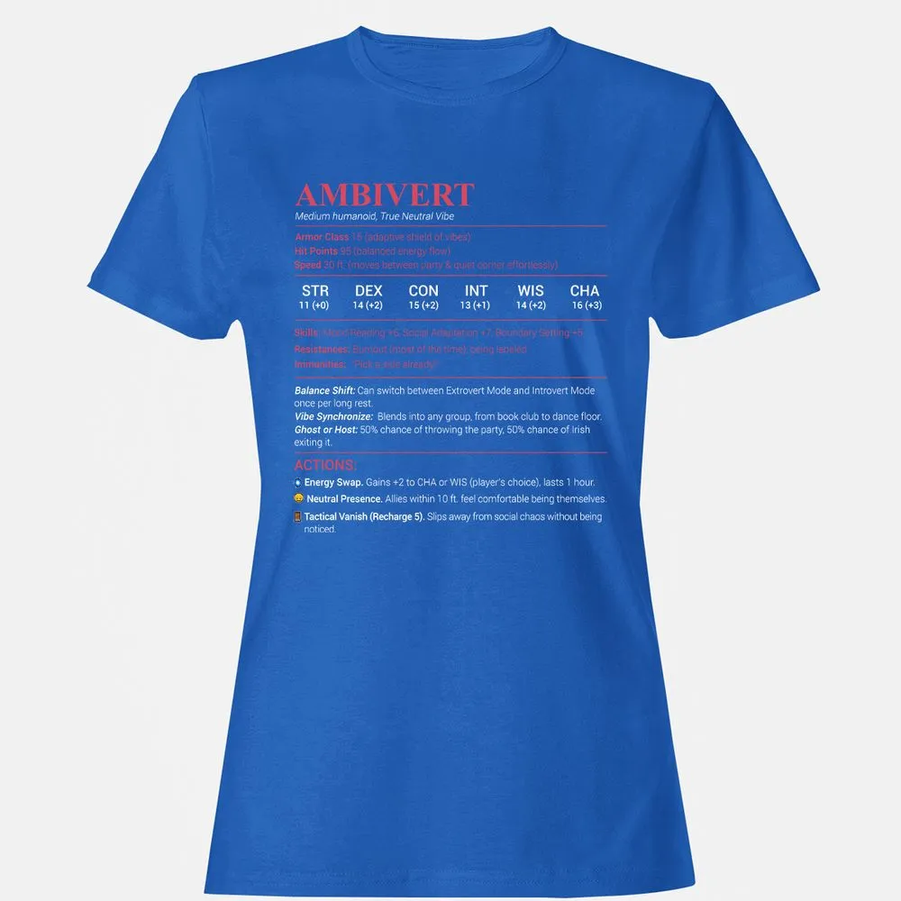 Ambivert Stats Women's T-Shirt - Royal - 14