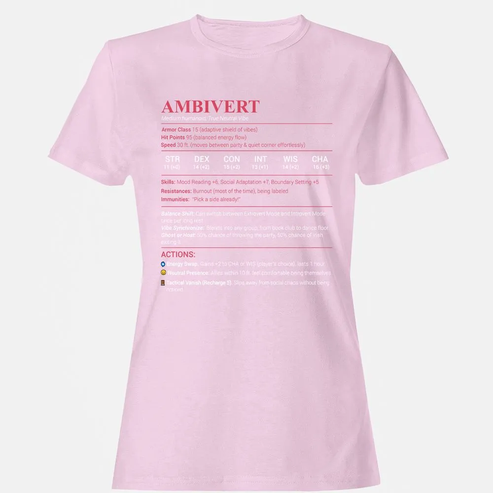 Ambivert Stats Women's T-Shirt - Light Pink - 9