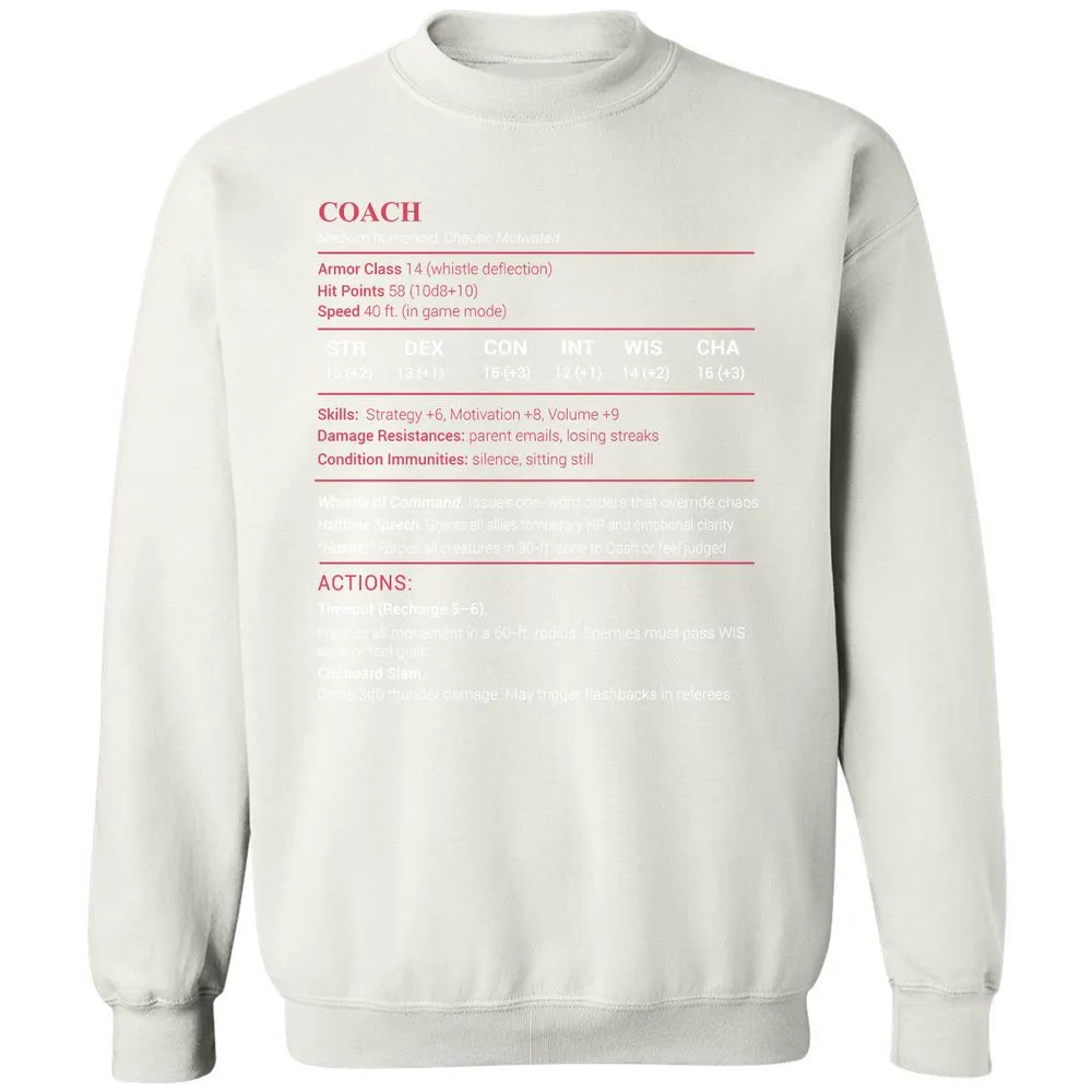 Coach Stats Classic Unisex Sweatshirt - White - 12