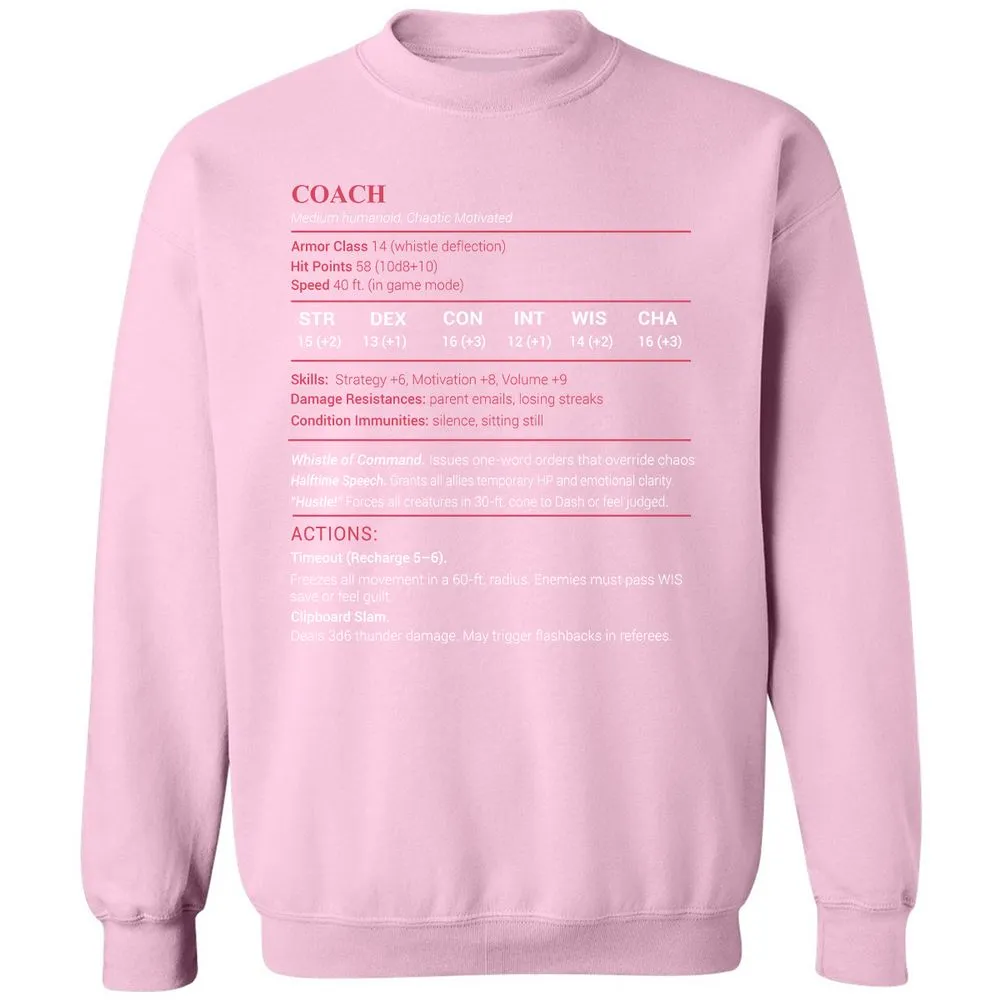 Coach Stats Classic Unisex Sweatshirt - Light Pink - 3