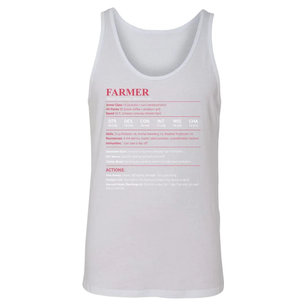 Farmer Stats Unisex Jersey Tank - White - 14